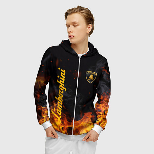 Мужская толстовка на молнии LAMBORGHINI / 3D-Белый – фото 3