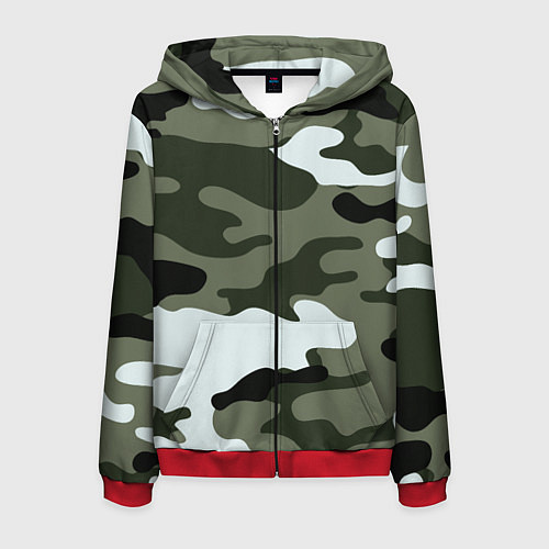 Мужская толстовка на молнии Camouflage 2 / 3D-Красный – фото 1