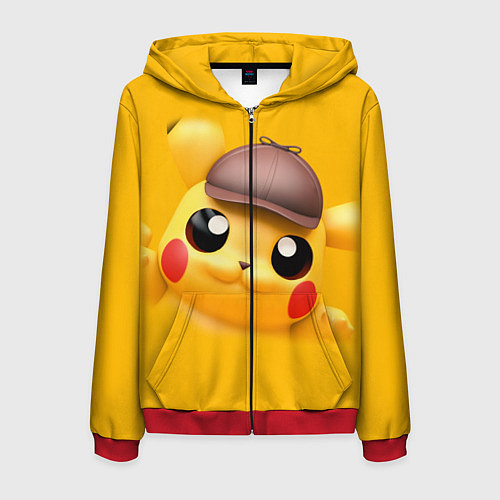 Мужская толстовка на молнии Pikachu Pika Pika / 3D-Красный – фото 1
