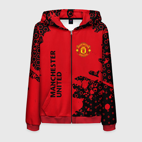 Мужская толстовка на молнии MANCHESTER UNITED / 3D-Красный – фото 1