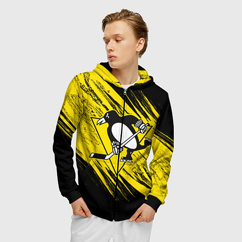 Мужская толстовка на молнии Pittsburgh Penguins Sport / 3D-Черный – фото 3