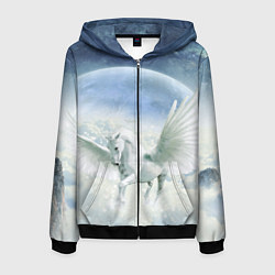 Толстовка 3D на молнии мужская Пегас, цвет: 3D-черный