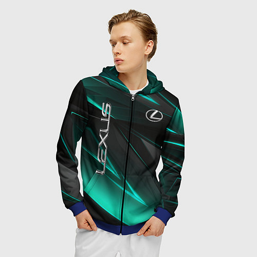 Мужская толстовка на молнии Lexus / 3D-Синий – фото 3