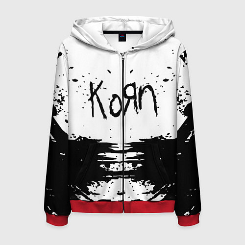 Мужская толстовка на молнии Korn / 3D-Красный – фото 1