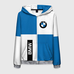 Толстовка 3D на молнии мужская BMW, цвет: 3D-меланж