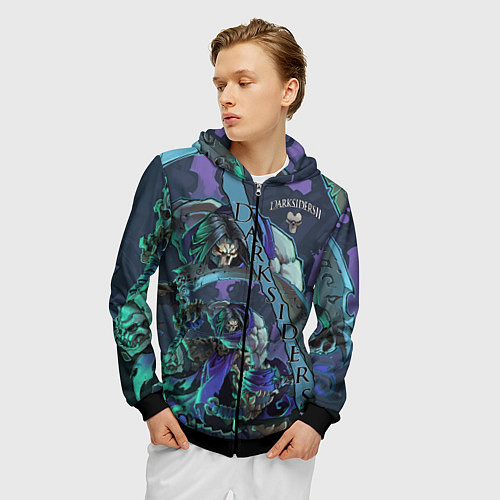 Мужская толстовка на молнии Darksiders 2 / 3D-Черный – фото 3