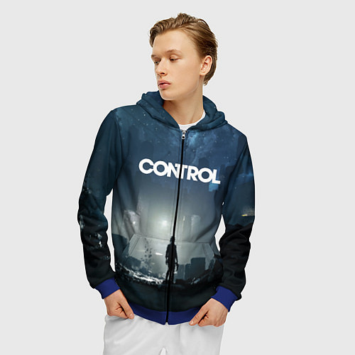 Мужская толстовка на молнии Control Контрол / 3D-Синий – фото 3