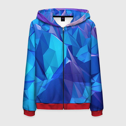 Мужская толстовка на молнии NEON CRYSTALLS / 3D-Красный – фото 1