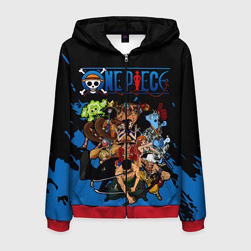 Мужская толстовка на молнии One Piece / 3D-Красный – фото 1