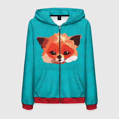 Мужская толстовка на молнии Лисичка / 3D-Красный – фото 1