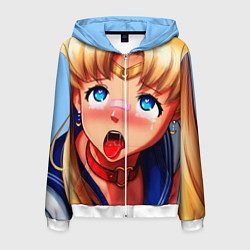 Толстовка 3D на молнии мужская SAILOR MOON AHEGAO, цвет: 3D-белый