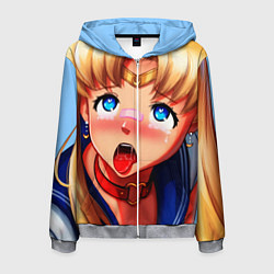 Толстовка 3D на молнии мужская SAILOR MOON AHEGAO, цвет: 3D-меланж