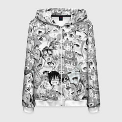 Толстовка 3D на молнии мужская Ahegao monochrome, цвет: 3D-белый