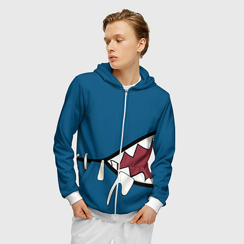 Мужская толстовка на молнии Акула gawr gura / 3D-Белый – фото 3