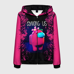 Толстовка 3D на молнии мужская AMONG US, цвет: 3D-черный