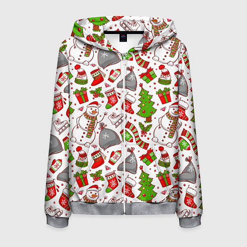 Мужская толстовка на молнии Новогодний фон / 3D-Меланж – фото 1