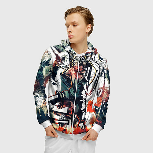 Мужская толстовка на молнии Haikyu Haikyuu Haikuu / 3D-Белый – фото 3