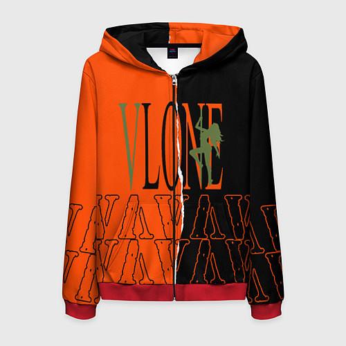 Мужская толстовка на молнии V lone orange dark logo / 3D-Красный – фото 1