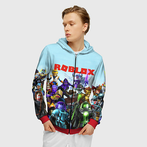 Мужская толстовка на молнии ROBLOX / 3D-Красный – фото 3