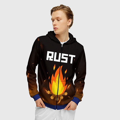 Мужская толстовка на молнии RUST / 3D-Синий – фото 3