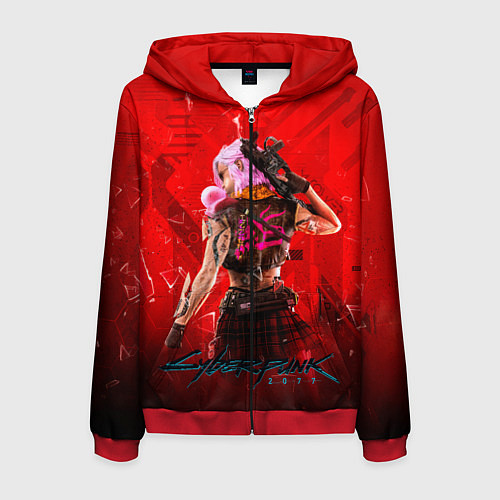 Мужская толстовка на молнии КИБЕРПАНК 2077 / 3D-Красный – фото 1