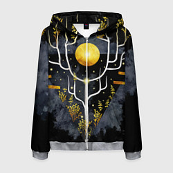 Толстовка 3D на молнии мужская Графит и золото: дерево жизни, цвет: 3D-меланж