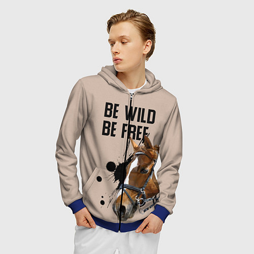 Мужская толстовка на молнии Be wild be free / 3D-Синий – фото 3