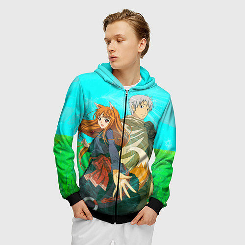 Мужская толстовка на молнии Волчица и пряности / 3D-Черный – фото 3