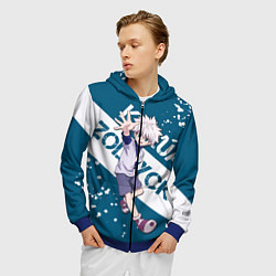 Толстовка 3D на молнии мужская Киллуа Золдик, цвет: 3D-синий — фото 2