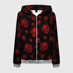 Толстовка 3D на молнии мужская Samurai pattern - красный, цвет: 3D-меланж