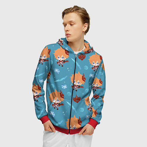 Мужская толстовка на молнии Чиби Чайльд / 3D-Красный – фото 3