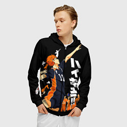 Толстовка 3D на молнии мужская ВОЛЕЙБОЛ!! HAIKYUU!!, цвет: 3D-черный — фото 2
