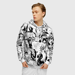 Толстовка 3D на молнии мужская Бан, цвет: 3D-белый — фото 2