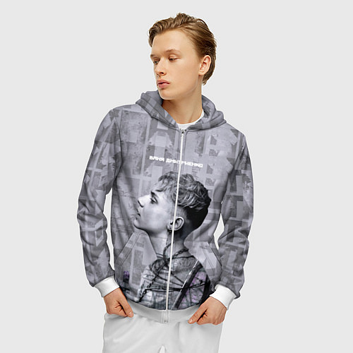 Мужская толстовка на молнии Ваня Дмитриенко / 3D-Белый – фото 3