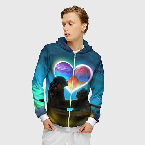 Мужская толстовка на молнии Ваня Дмитриенко Венера-Юпитер / 3D-Белый – фото 3