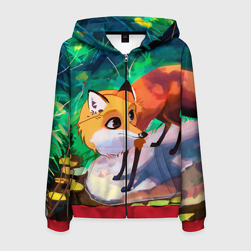 Мужская толстовка на молнии Лисичка / 3D-Красный – фото 1