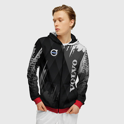 Мужская толстовка на молнии Volvo / 3D-Красный – фото 3