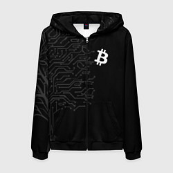 Толстовка 3D на молнии мужская БИТКОИН BITCOIN, цвет: 3D-черный