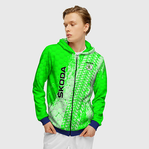 Мужская толстовка на молнии SKODA / 3D-Синий – фото 3