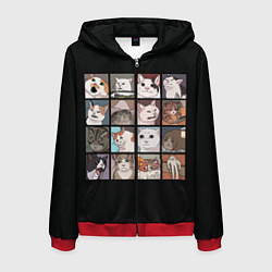 Толстовка 3D на молнии мужская Коты и кошки, цвет: 3D-красный
