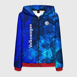 Толстовка 3D на молнии мужская Volkswagen, цвет: 3D-красный