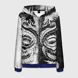 Толстовка 3D на молнии мужская ДРАКОНЫ DRAGONS, цвет: 3D-синий