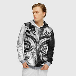 Толстовка 3D на молнии мужская ДРАКОНЫ DRAGONS, цвет: 3D-меланж — фото 2