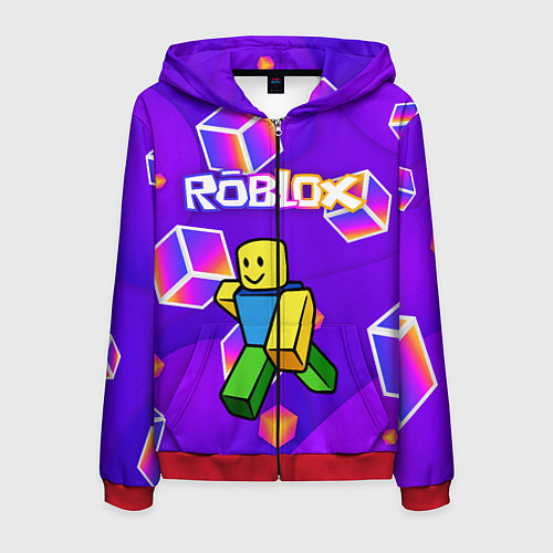 Мужская толстовка на молнии ROBLOX КУБЫ / 3D-Красный – фото 1