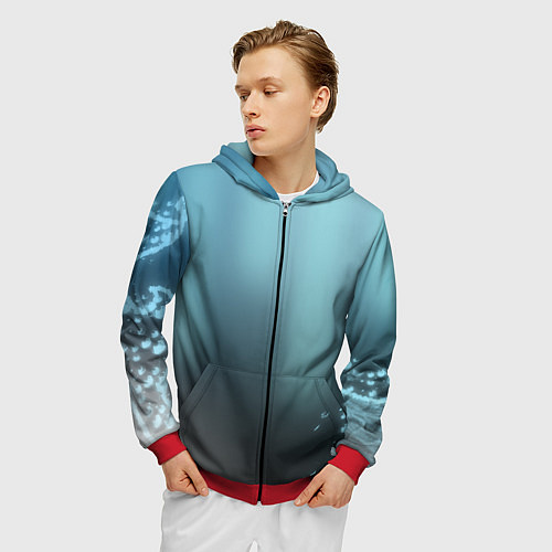 Мужская толстовка на молнии Водяные свечения / 3D-Красный – фото 3