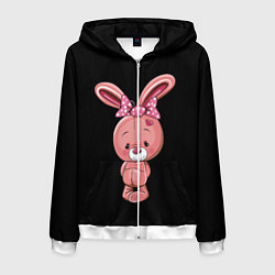 Толстовка 3D на молнии мужская ЗАЙЧИК, цвет: 3D-белый