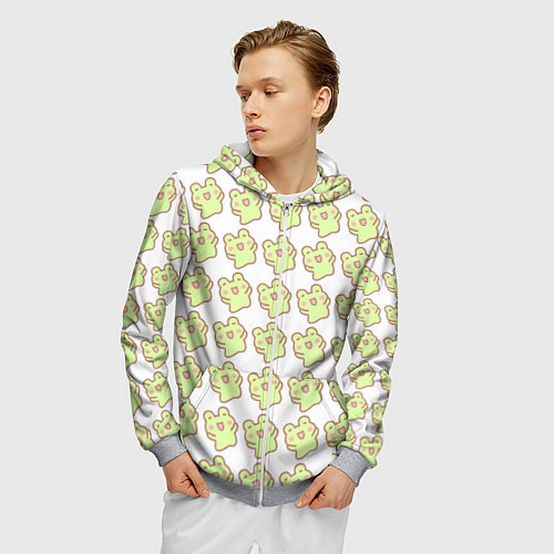 Мужская толстовка на молнии Счастливые лягушки / 3D-Меланж – фото 3