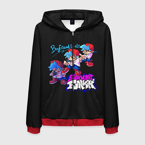 Мужская толстовка на молнии Friday Night Funkin / 3D-Красный – фото 1