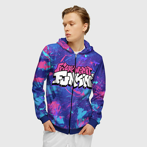 Мужская толстовка на молнии Friday Night Funkin / 3D-Синий – фото 3