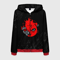 Толстовка 3D на молнии мужская CYBERPUNK 2077 КОТ КИАНУ РИВЗ, цвет: 3D-красный